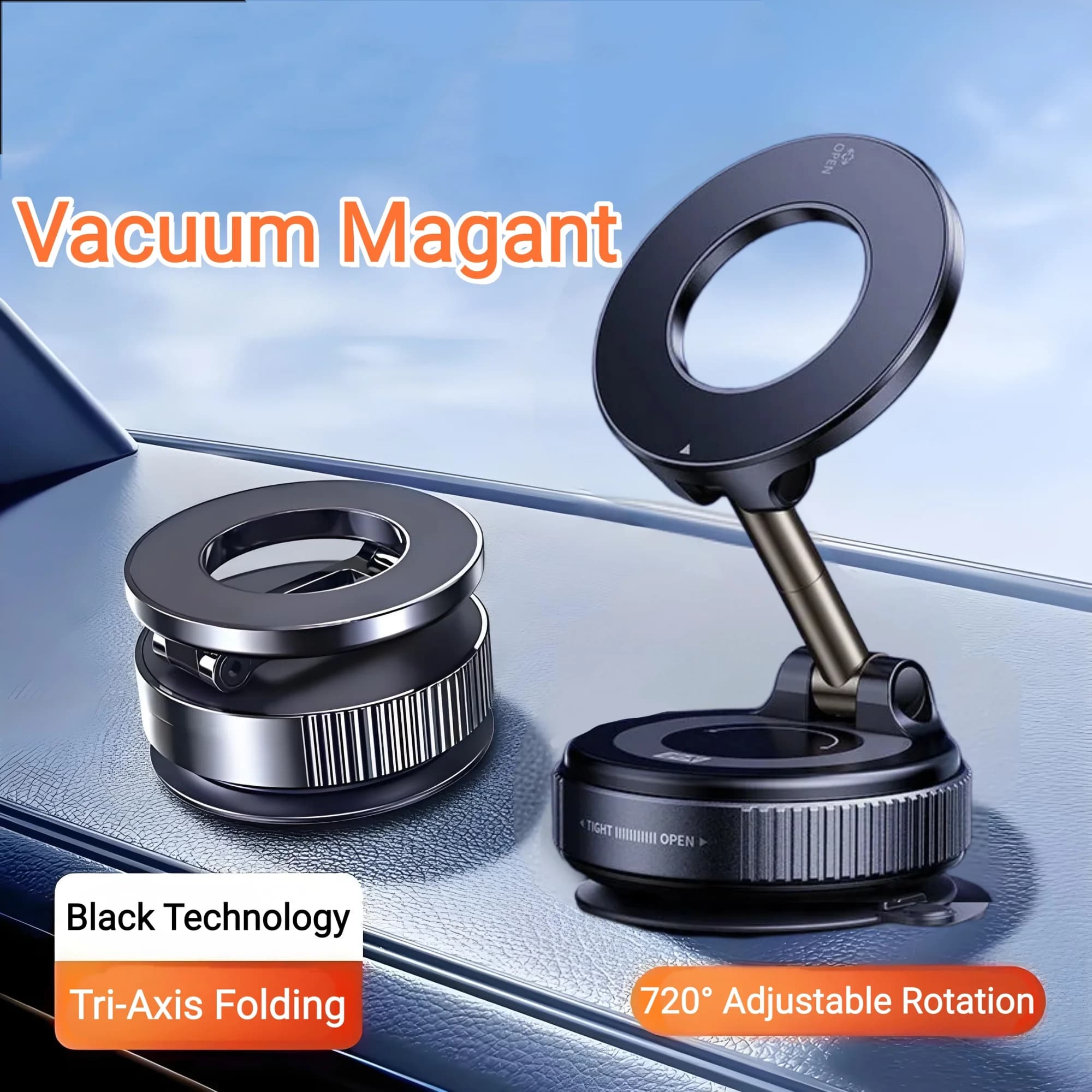 Staffa per telefono con magnete sottovuoto Xiaomi Regolazione multi-angolo Forte supporto per auto pieghevole con design a ventosa magnetica per supporto di navigazione