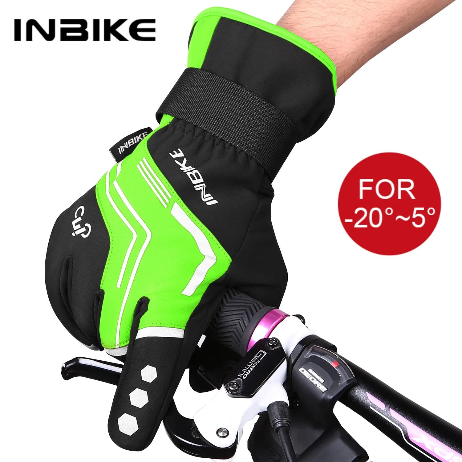 INBIKE Winter Cycling Gloves Whole fingers MTB Bicycle Gloves Durable for Driving Outdoor Motorcycle Accessories