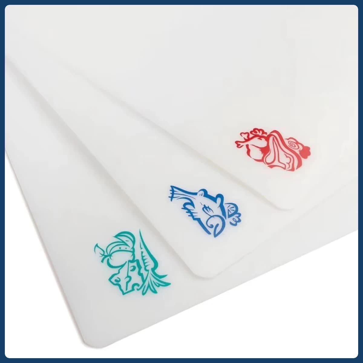 Flexible plastic cutting boards, 3 sets, 29x38 cm white folding mats for easy food transfer, space saving