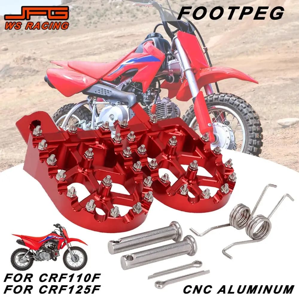 Accessori moto Pedana Pedane in alluminio CNC Poggia pedali Pedale per HONDA CRF110F CRF125F Dirt Pit Bike Motocross