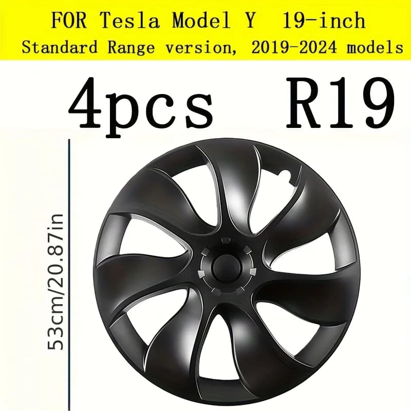 Copricerchi da 19 pollici per Tesla Model Y 2020-2024, Kit Coprimozzo Simmetrico a Turbina, Decorazione Esterna Auto, Coperture Cerchi Design Sinistro e Destro