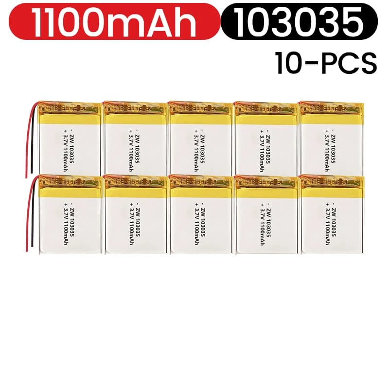 103035 3.7V 1100mAh Batteria Lipo Polimero Batterie ricaricabili agli ioni di litio + Scheda di protezione PCB PH2.0 XH2.54 Interfa opzionale