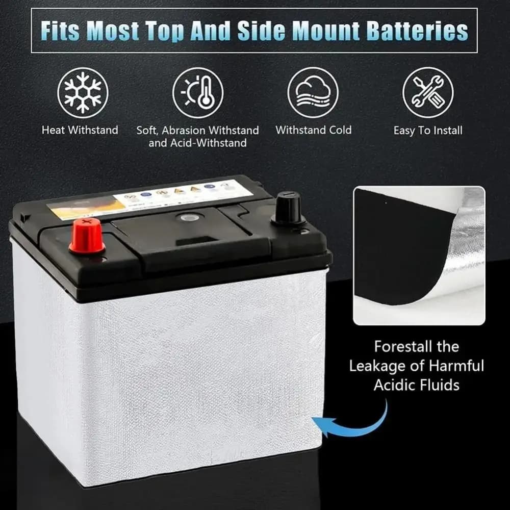 Aluminum Foil Car Battery Insulation Kit Heat Shield Thermal Protection Battery Cover Fireproof Battery Blanket Automotive