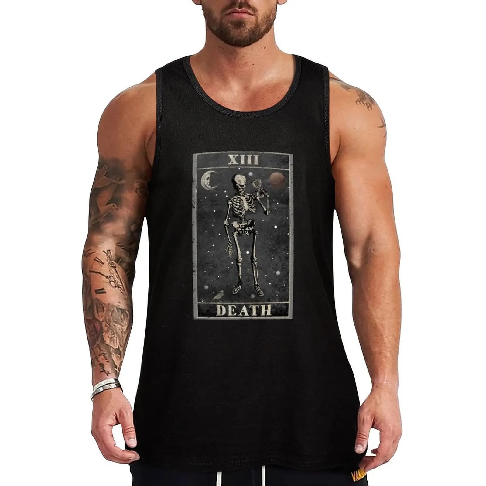 Gothic Retro Vintage Death Tarot Card 2 Tank Top senza maniche Basic Tee Soft Regular Fit Tank Top