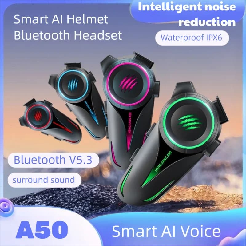 A50 Bluetooth V5.3 Auricolare per casco Chiamata in vivavoce wireless Kit telefonico Auricolare impermeabile per moto Altoparlante per lettore musicale MP3