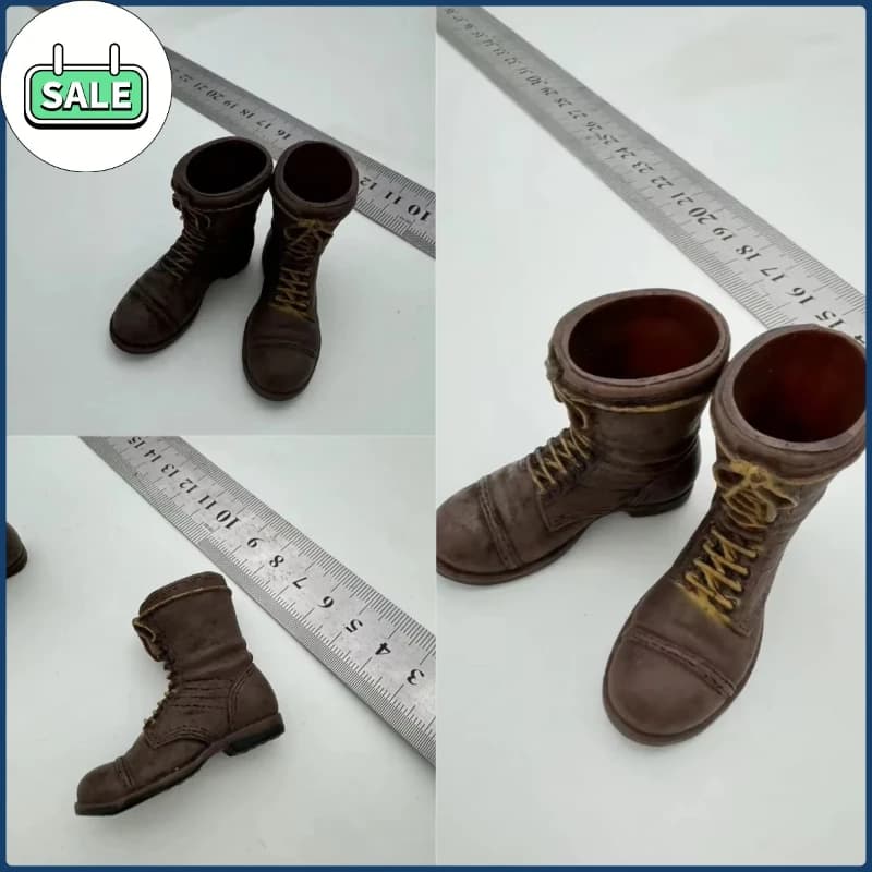 Stivali in Pelle da Soldato 1/6, Scarpe da Combattimento Scavate, Accessorio per Modelli di Corpo per Bambole da 12 Pollici