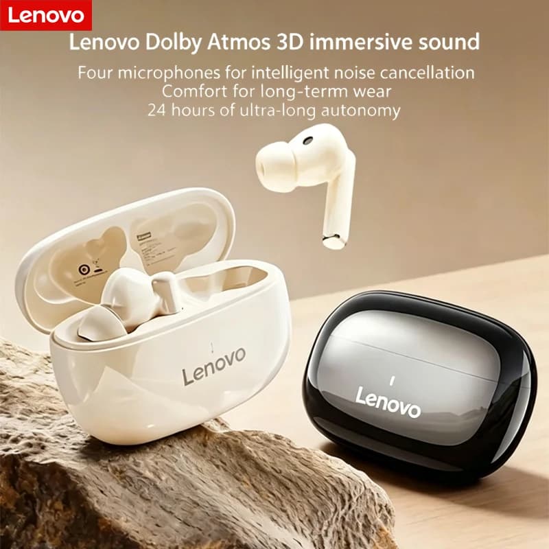 Auricolari Wireless Originali Lenovo TA210 Bluetooth 5.4 con Lunga Durata della Batteria, Microfono, Impermeabili, per Musica e Gaming, Regalo