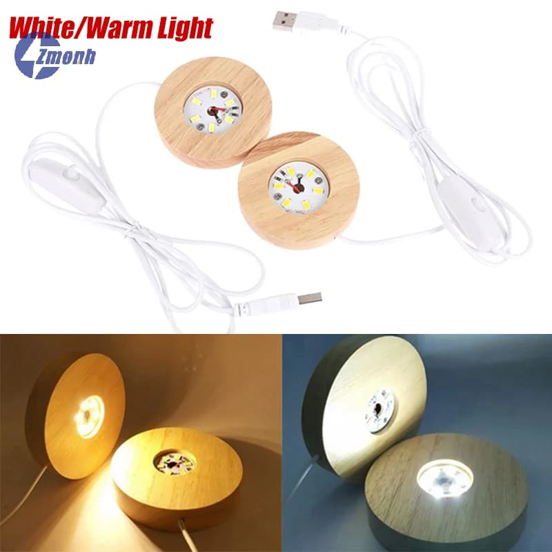 Novità! Base in Legno con Luce LED per Esposizione, Base per Lampada Notturna in Legno, Base Luminosa in Legno per Sfera di Cristallo con Luce LED