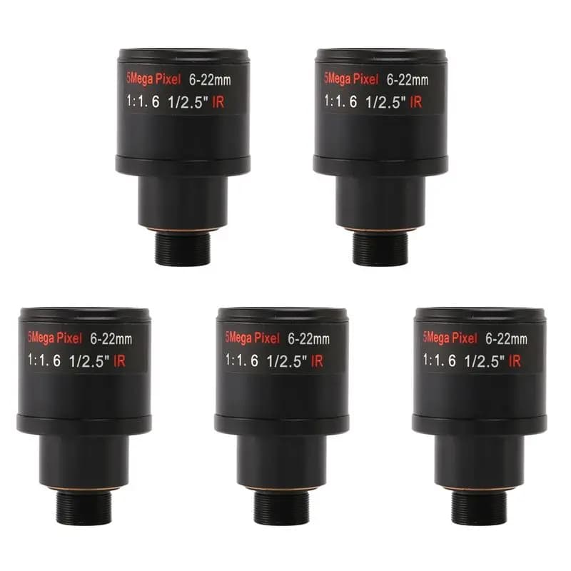 Obiettivo CCTV 5X da 1/2,5 pollici 6-22 mm 5MP con attacco varifocale F1.6 per telecamera di sicurezza IP/AHD con sensore CMOS/CCD da 4MP/5MP