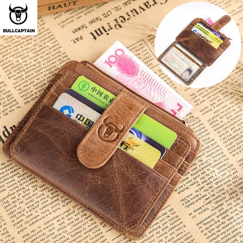 BULLCAPTAIN RFID Blocking portafoglio in pelle porta carte di credito porta carte di credito portafoglio porta soldi per uomo e donna 2020 Fashion Retro Bag
