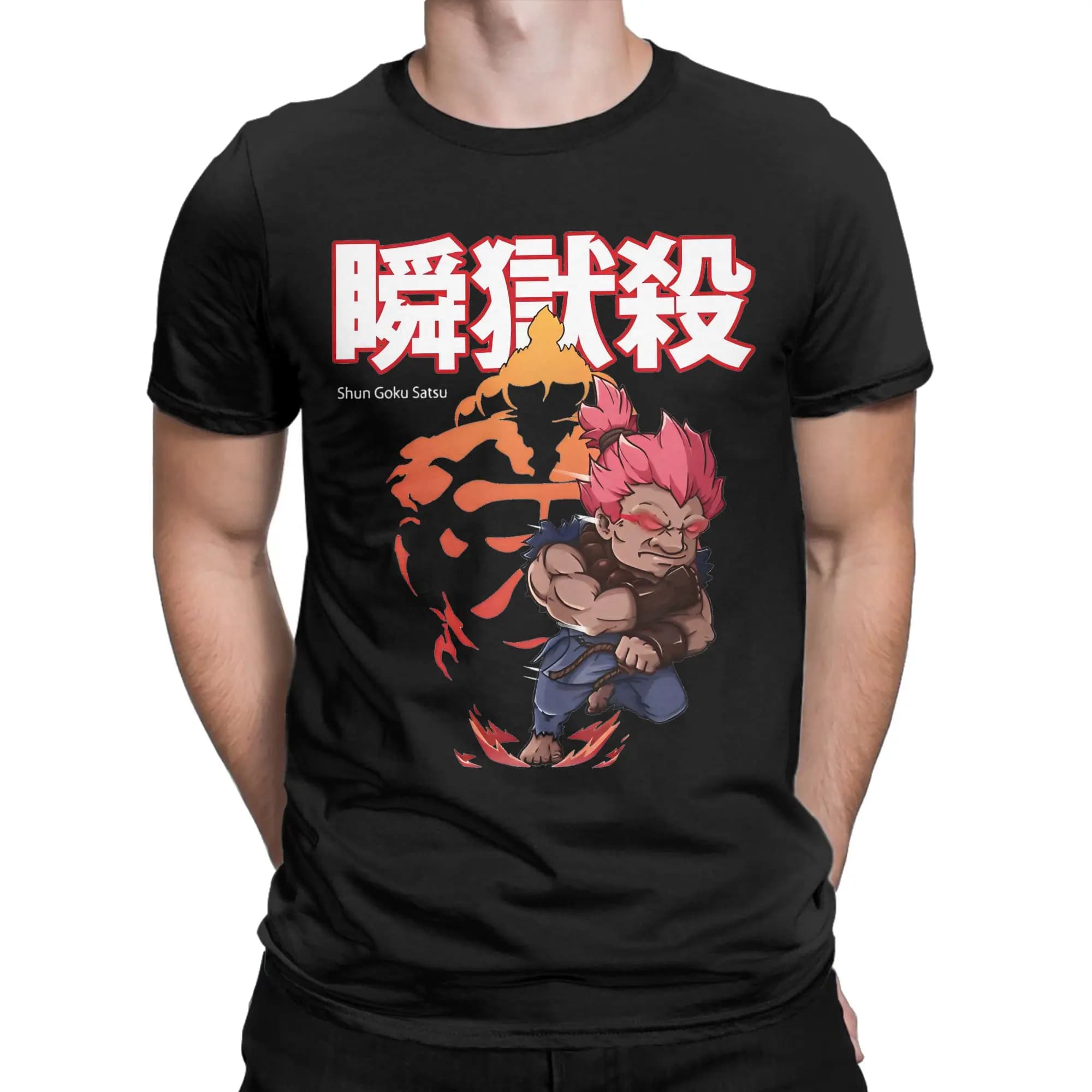 Maglietta Harajuku Streets Fighters da uomo, girocollo, manica corta, abbigliamento estivo in cotone Akuma
