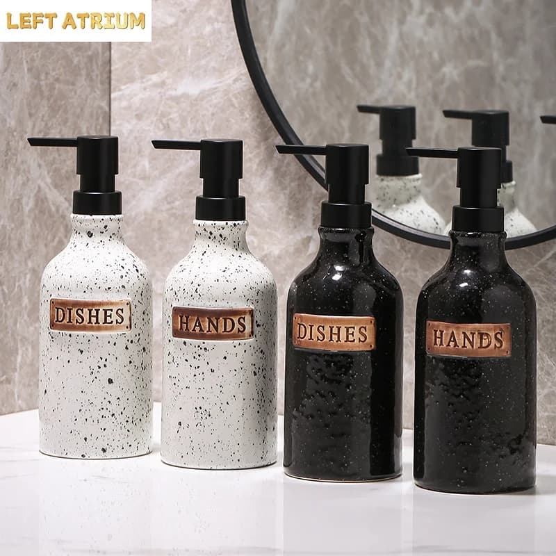 European Retro Lotion Bottle Household Ceramic Hand Sanitizer Bottle Soap Dispenser Hotel Bathroom Shower Gel Shampoo Bottle