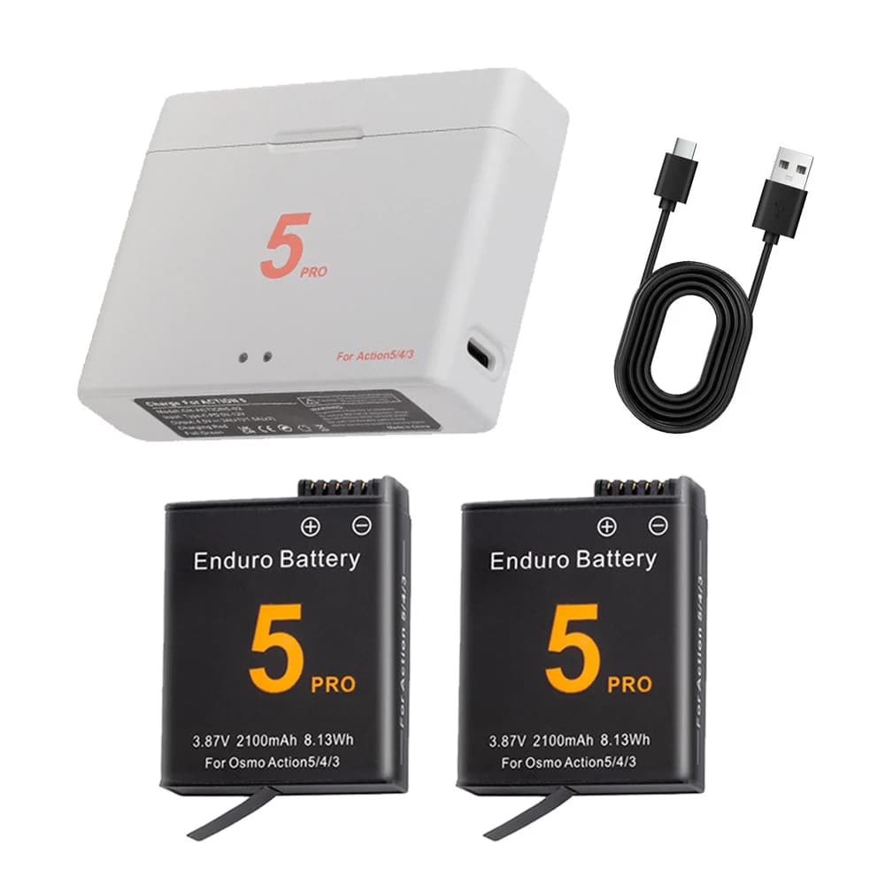 Batteria da 2100 mAh per DJI Osmo Action 5 Pro Action Camera Batterie 2 slot Caricabatterie rapido Batteria per Osmo 3 4 5 Pro Accessori