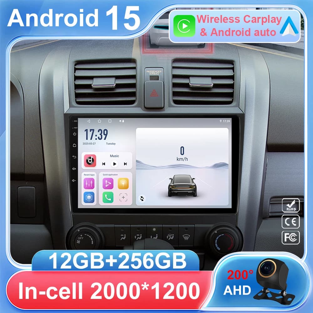 Autoradio Per Honda CR-V 3 RE CRV 2007-2011 Lettore Video Multimediale 2 Din di Navigazione GPS DVD 8Core Android 13 Carplay Unità Principale