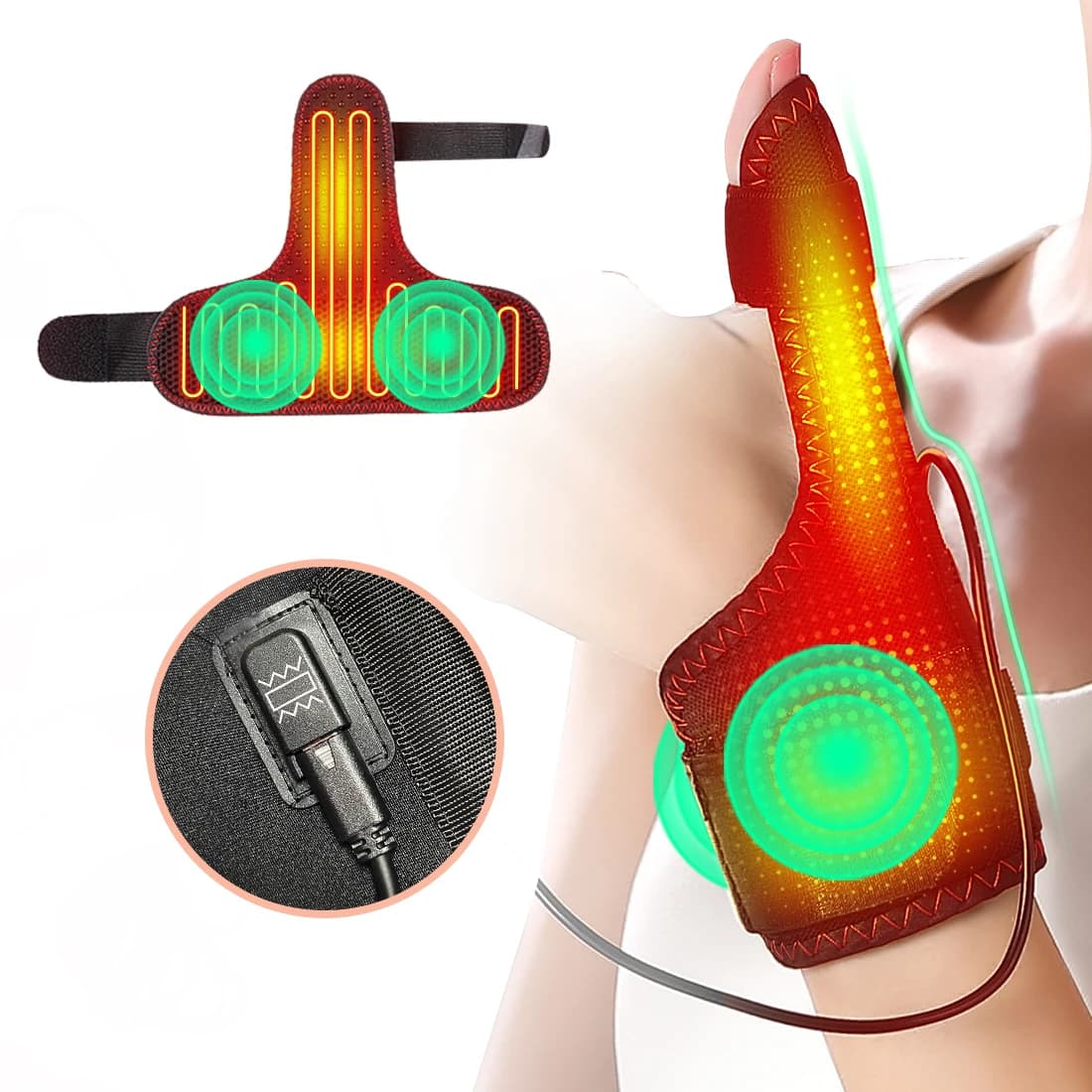 Massaggiatore Elettrico per Dita con Terapia del Calore, per Sindrome del Tunnel Carpale, Artrite, Vibrazione e Impastamento per Rilassamento Muscolare, Uso Domestico