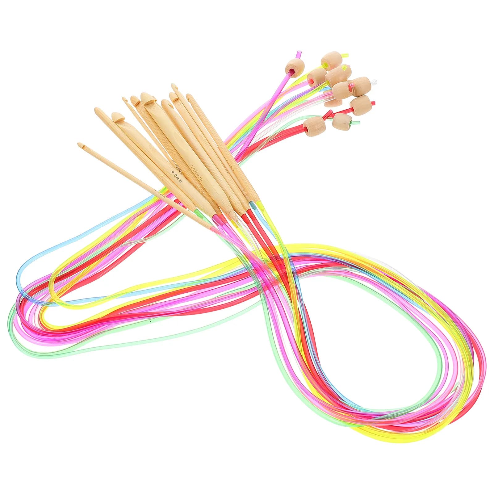 Set of 12 Ergonomic Crochets in Flame Wood for Afghan Carpets, Knitting Needles, Fa-da- textile accessories ♪