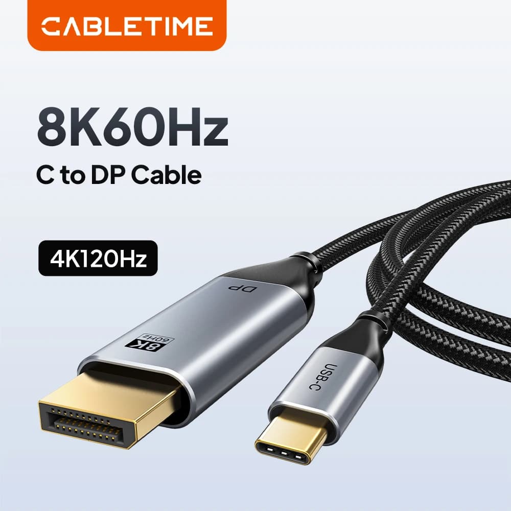 Cavo CABLETIME USB C a DP 8K@60Hz, DP 1.4 4K@144Hz DSC 1.2, Cavo Type C a Displayport per Monitor, Laptop, Macbook Pro