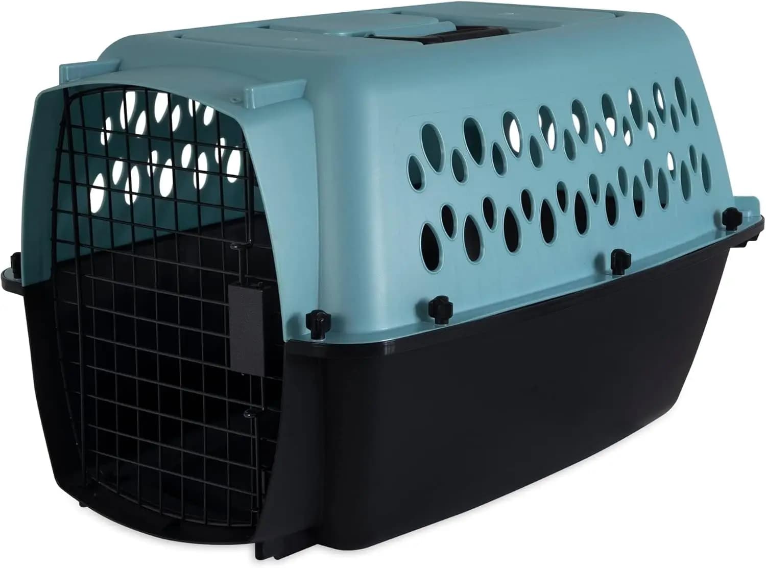 Trasportino Portatile per Cani da 4-9 kg, Omologato per Aerei, con Guscio in Plastica Resistente, Azzurro, 61 cm