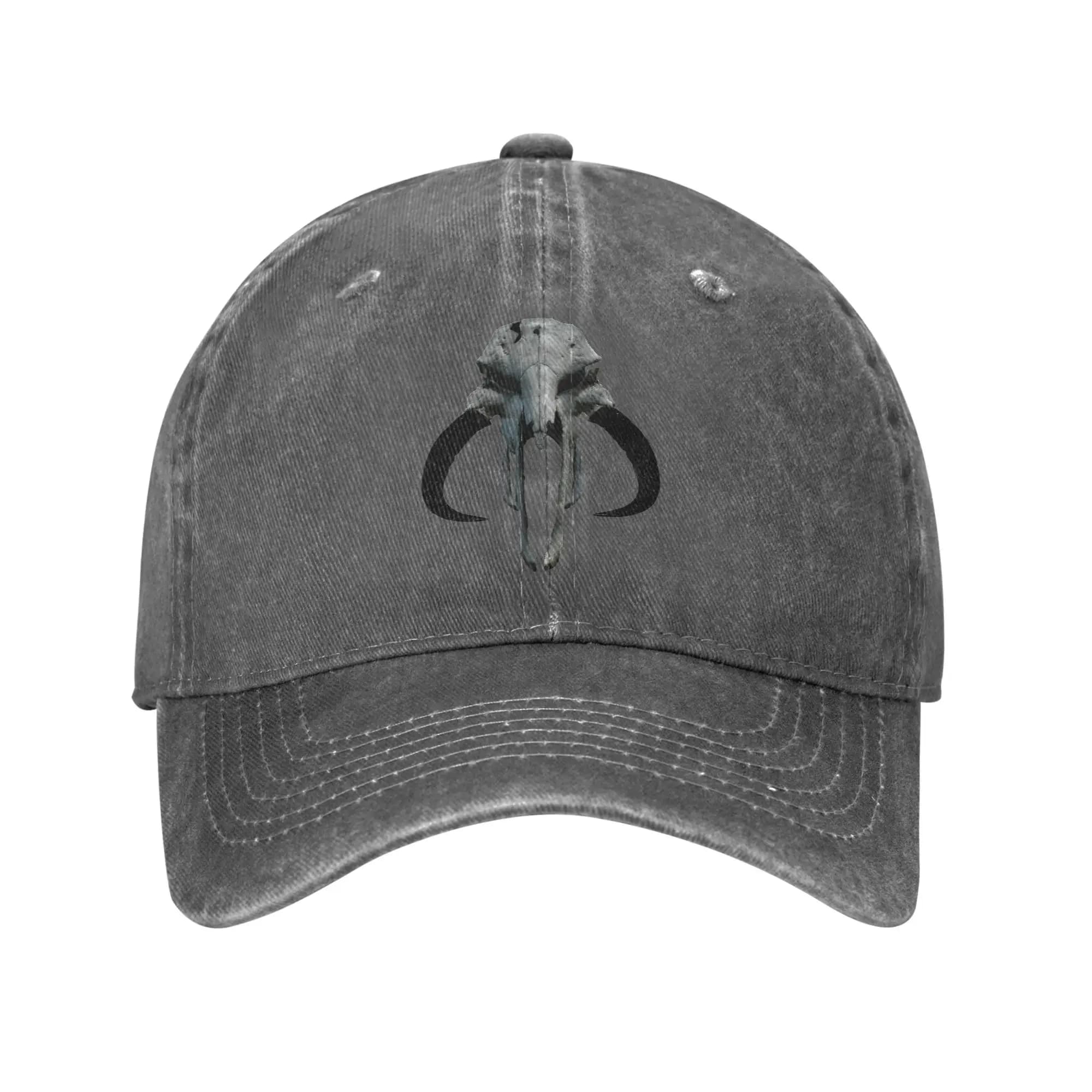 Cappellini da baseball Mythosaur Skull in denim distressed casual, modello M-Mandalorians, snapback unisex, regolabili per esterni
