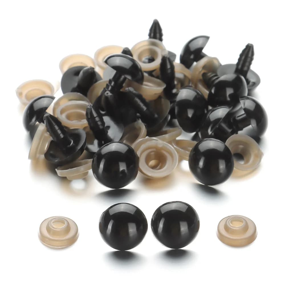 10 paia di accessori per bambole bulbo oculare occhi di sicurezza in plastica nera Amigurumi per giocattoli 10/12/14/16/18/20mm occhi giocattolo fai da te animali