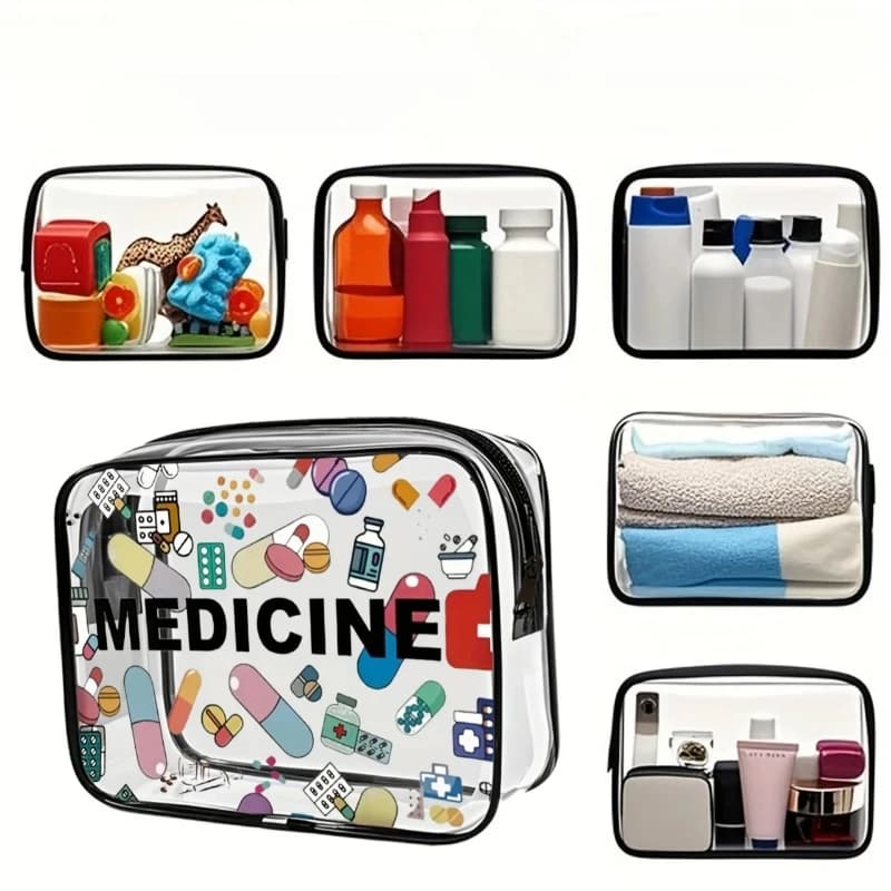 Women Large Capacity Clutch Medicine Cosmetic Bag Travel Organizer Easy Wipe Clean Toiletry Pouch Trip Toiletry Makeup Bags