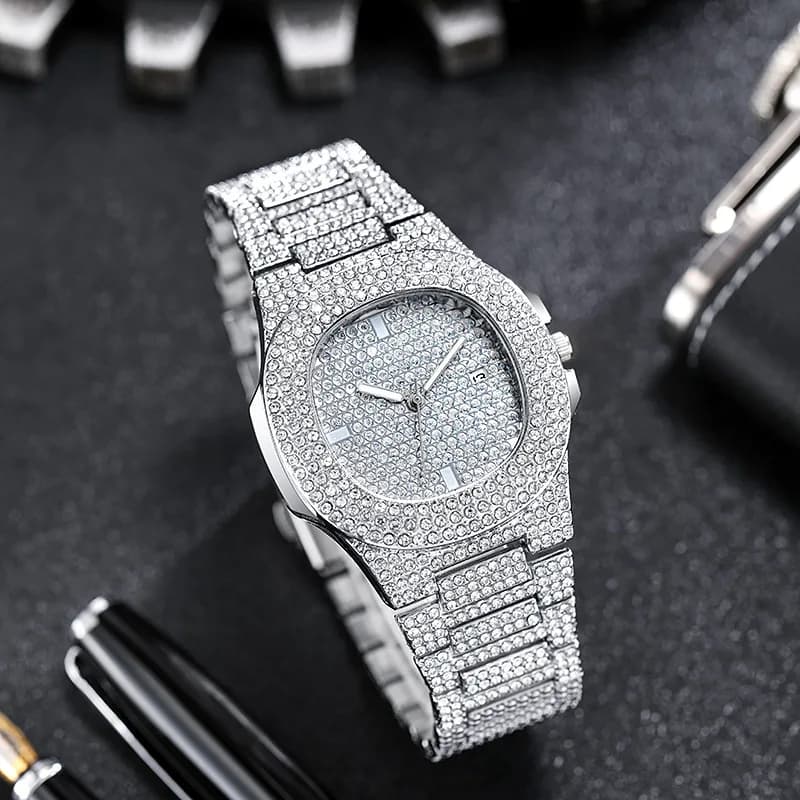 New Fashion Men's and Women's Ice Watch Luxury Diamonds Watches Men's Hip-hop Quartz Wrist Watch With Drop Shipping Calendar