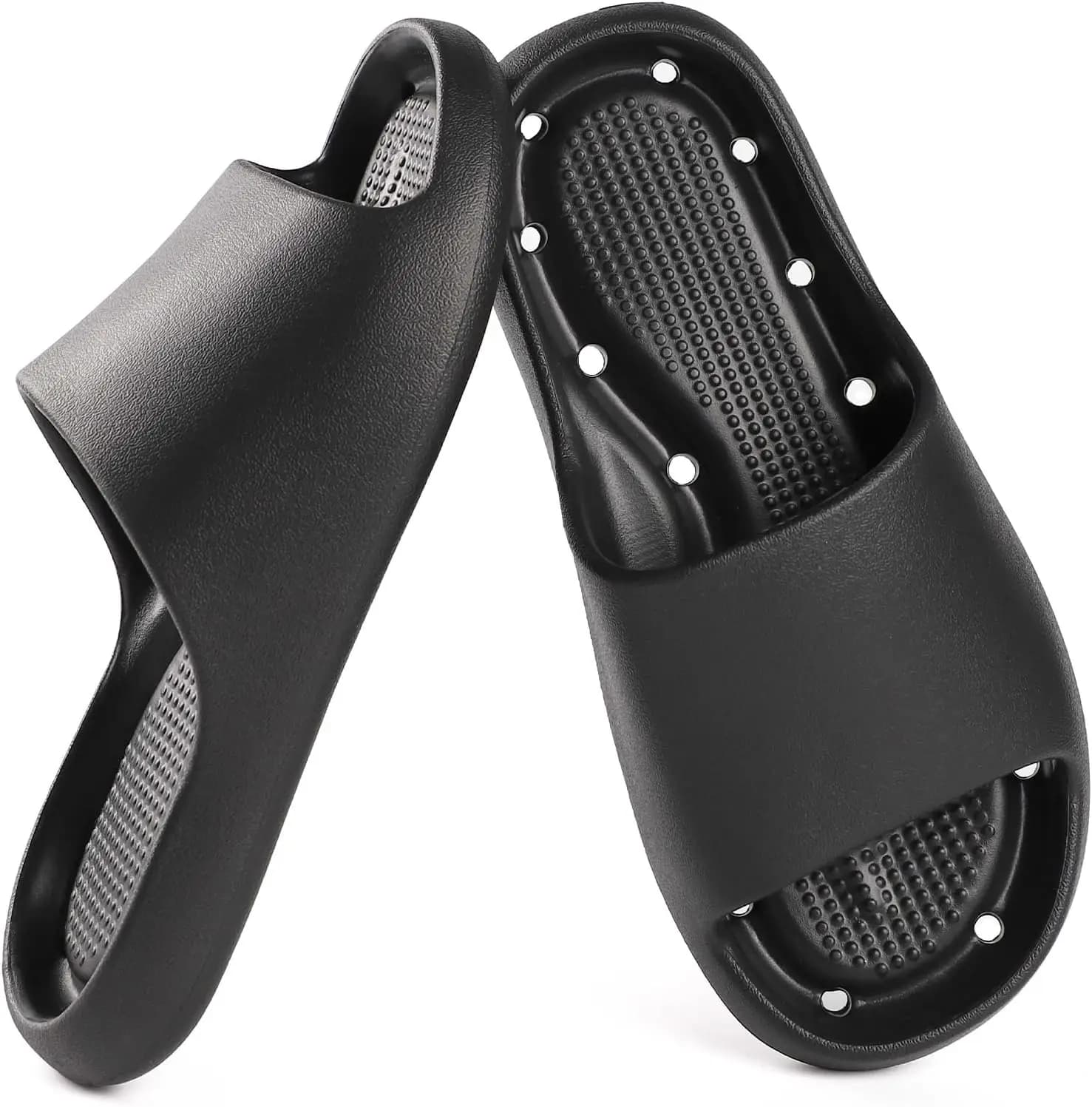 Quick-Dry Shower Shoes for Women Men, Arch Support, Anti-Slip, Drain Holes, Soft Cushioned Pool Slides