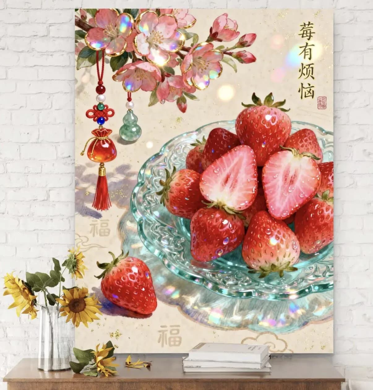 9CT 14ct Strawberry Printed Kit Cross Stitch Embroidery DIY Needlework Home Decor Crafts With Needles Threads