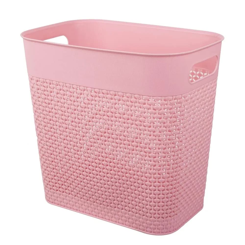 Plastic Trash Can Wastebasket, Garbage Container Basket for Bathrooms, Kitchens, Offices, Kids Rooms (Pink, 3 Gallon), 1 Pack