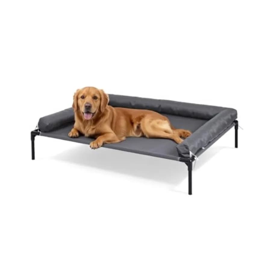 Cuccia rialzata rinfrescante per cani 30x41.8 con cuscino rimovibile, rete traspirante, piedini antiscivolo e struttura in metallo