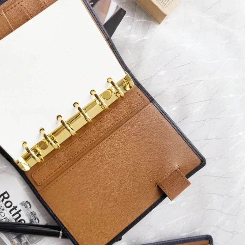 Nuovo EMEMHON A7 Agenda in Vera Pelle con Anelli da 20mm, Quaderno in Pelle Martellata con Anelli da 30MM, Mini Organizer Diario
