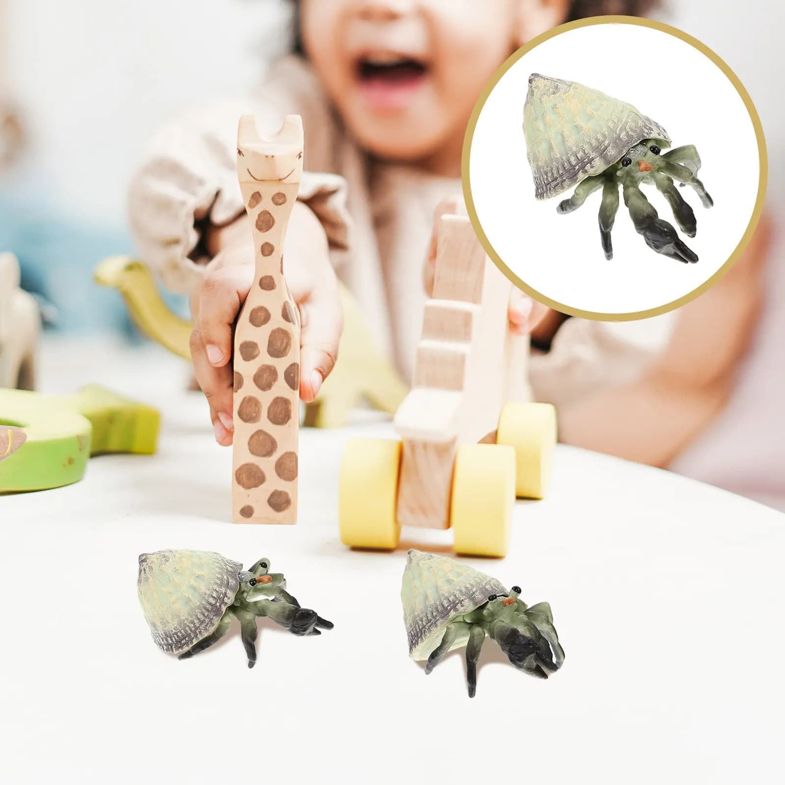 Realistico Granchio Ermita in Plastica, Simulazione Animale Marino, Giocattolo Educativo, Decorazione Vivace da Scrivania, Ausilio Didattico per Bambini, Regalo