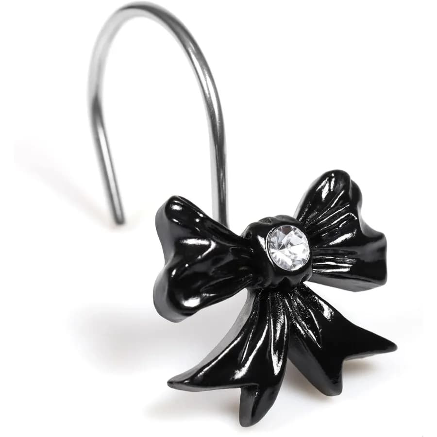 Ganci per tende da doccia decorativi neri: anelli per tende da doccia in acciaio inossidabile Rtproof a forma di nodo a fiocco carino per il bagno delle vacanze D