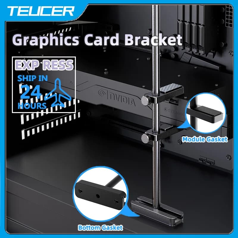 TEUCER VC4 Supporto video grafico in lega di alluminio Supporto GPU da 280 mm Staffa per scheda video con ossidazione anodica per sabbiatura Accessori per PC