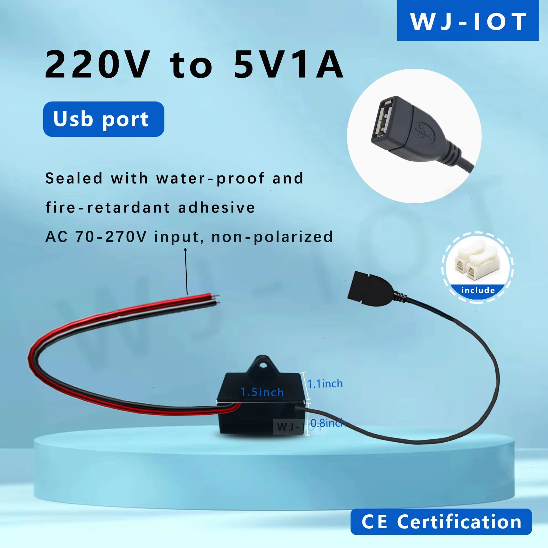 Impermeabile da 220 V a 5 V 1A/2A Videocamera Wireless Trasformatore di Alimentazione Alimentatore Domestico Adattatore di Monitoraggio WiFi Porta USB