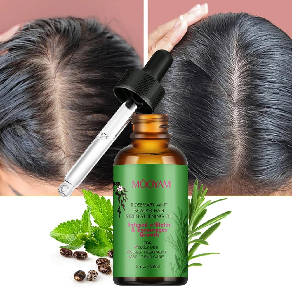 Reinforced oil for scalp and mint hair with organic rosemary with biotin and essential oils, multipurpose rosemary oil