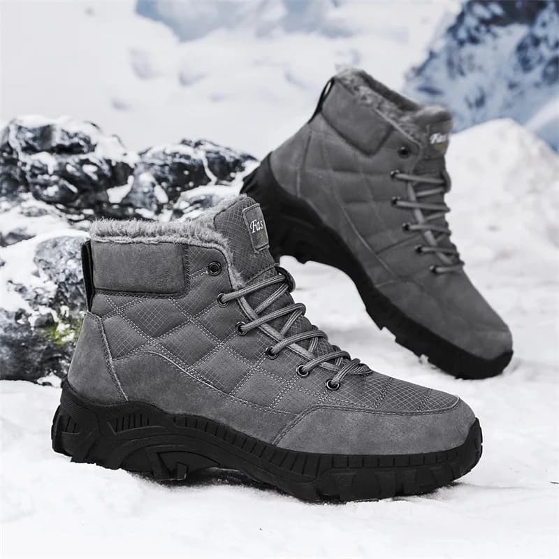 Stivali invernali da uomo stringati Stivaletti caldi casual Scarpe Sneakers da uomo Calzature invernali da uomo in pelliccia di peluche Stivali da neve taglia grande 48