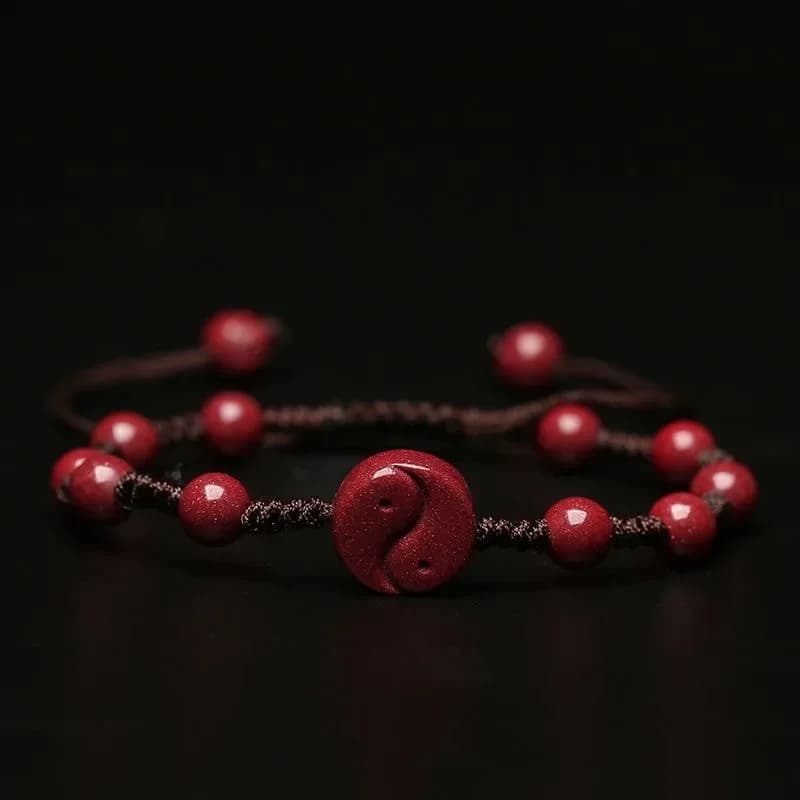 Personalizzato naturale rosso cinabro Yin Yang otto trigrammi perline braccialetto tessitura a mano gioielli moda uomo donna fortuna amuleto nuovo