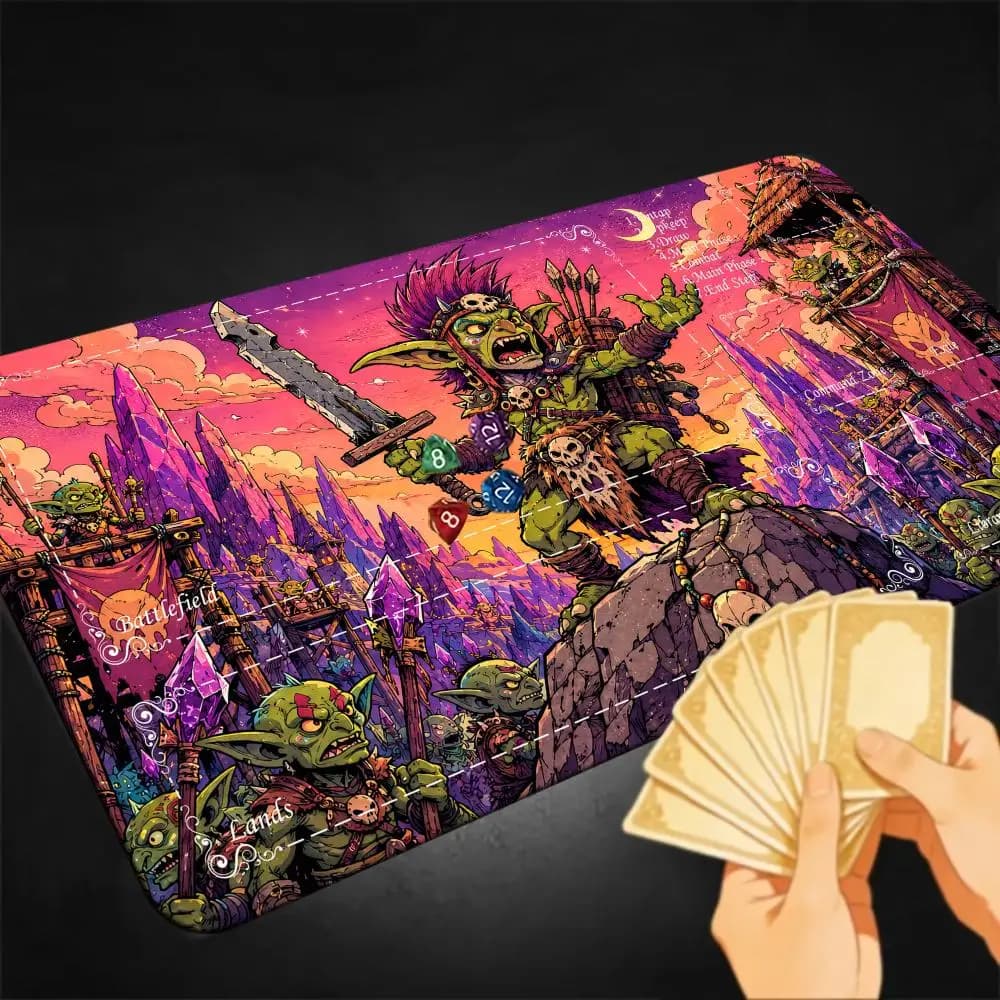 Skull & Goblin Card Playmat with Magic Zones Game Mats Tabletop Rug TCG Card Battles Commander Mousepad Duel Deskmat Beginner