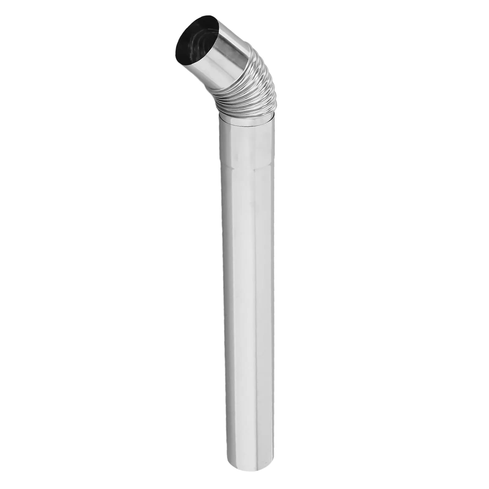 Set di 2 Tubi per Camino in Acciaio Inox, Tubo Dritto 60mm e Gomito a 45 Gradi per Stufa, Tenda da Campeggio, Cucina, Ventilazione Esterna