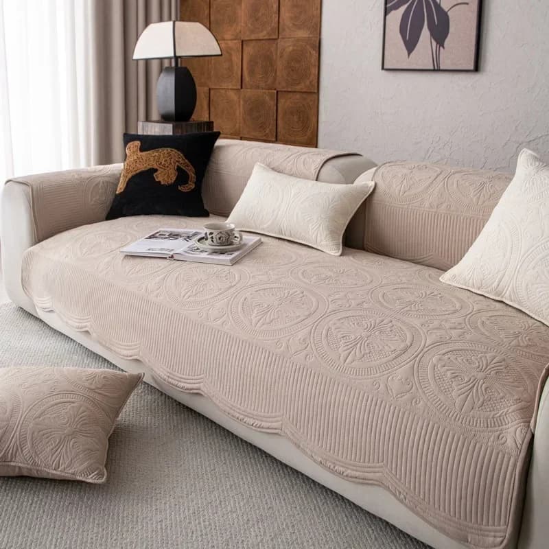 1pc Thicken Cotton Sofa Slipcover Non-slip Sofa Towel Quilted Embroidery Couch Cushion Pad for Living Room Modern Home Decor
