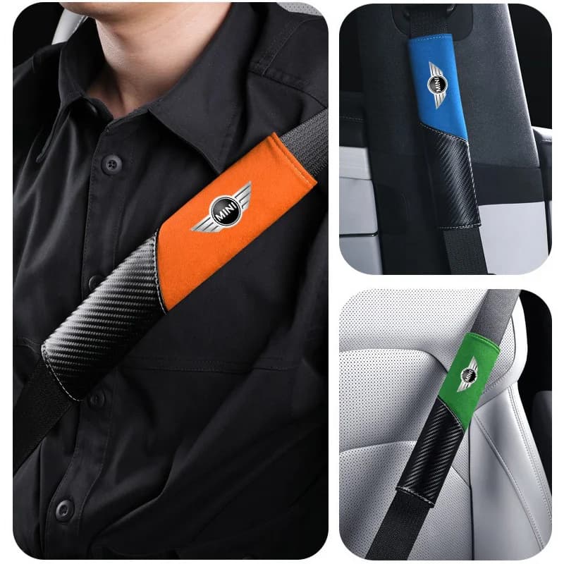 2pcs Leather Car Seat Belt Shoulder Cover Safety Protective Pad For BMW MINI CooperS F54 F55 F56 F57 R50 R51 R52 R53 R54 R55 R56