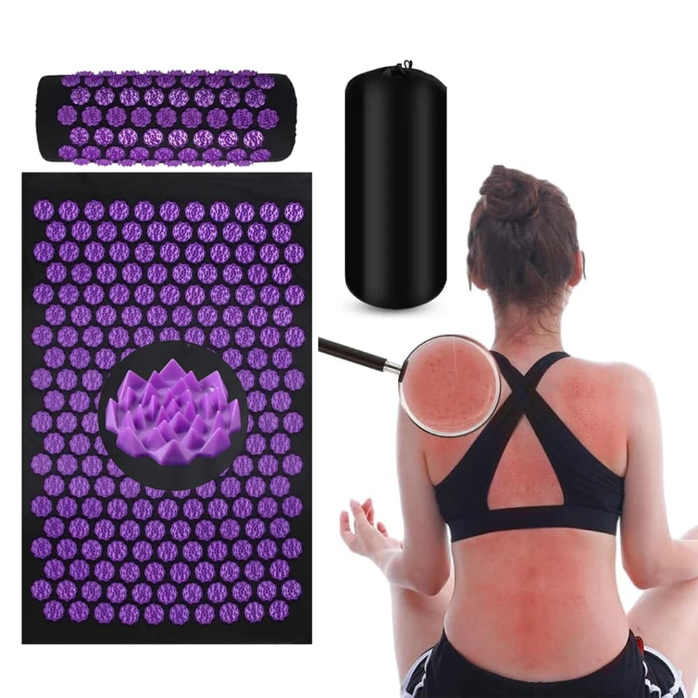 Set da 3 pezzi Tappetino per digitopressione Shiatsu Applicatore di Kuznetsov Cuscino Tappetino per massaggio yoga Attrezzatura per il fitness per esercizi di pilates