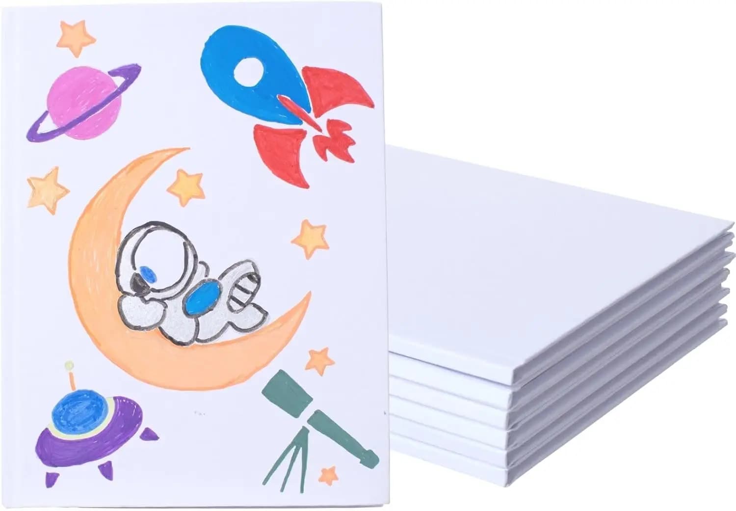 6 Pack Hardcover Blank Books 6x8 Inch Unlined Sketchbook Journal for Writing Drawing, 36 Pages Each, Bulk Set for Students &