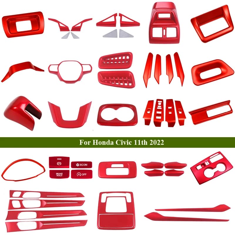 For Honda Civic 11th Generation 2022-2026, Decorative Frame for Dashboard, Cover Panel Tools, Interior Accessories Auto, Red