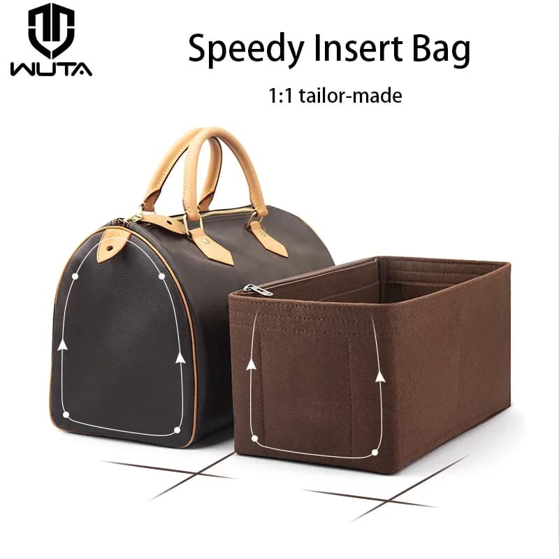 WUTA Borsa con inserto in feltro Organizzatore per LV Speedy 20 25 30 35 Borsa con patta Borsa interna Borsa da viaggio per trucco Borsa da viaggio Accessori