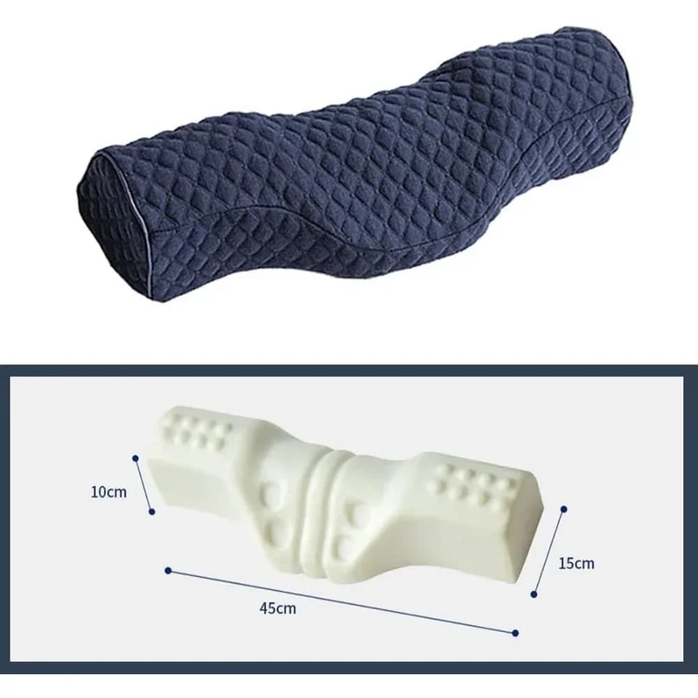 Cuscino Cervicale Cilindrico in Memory Foam per Collo Rigido, Relax, Sonno e Viaggio, per Chi Dorme sulla Schiena