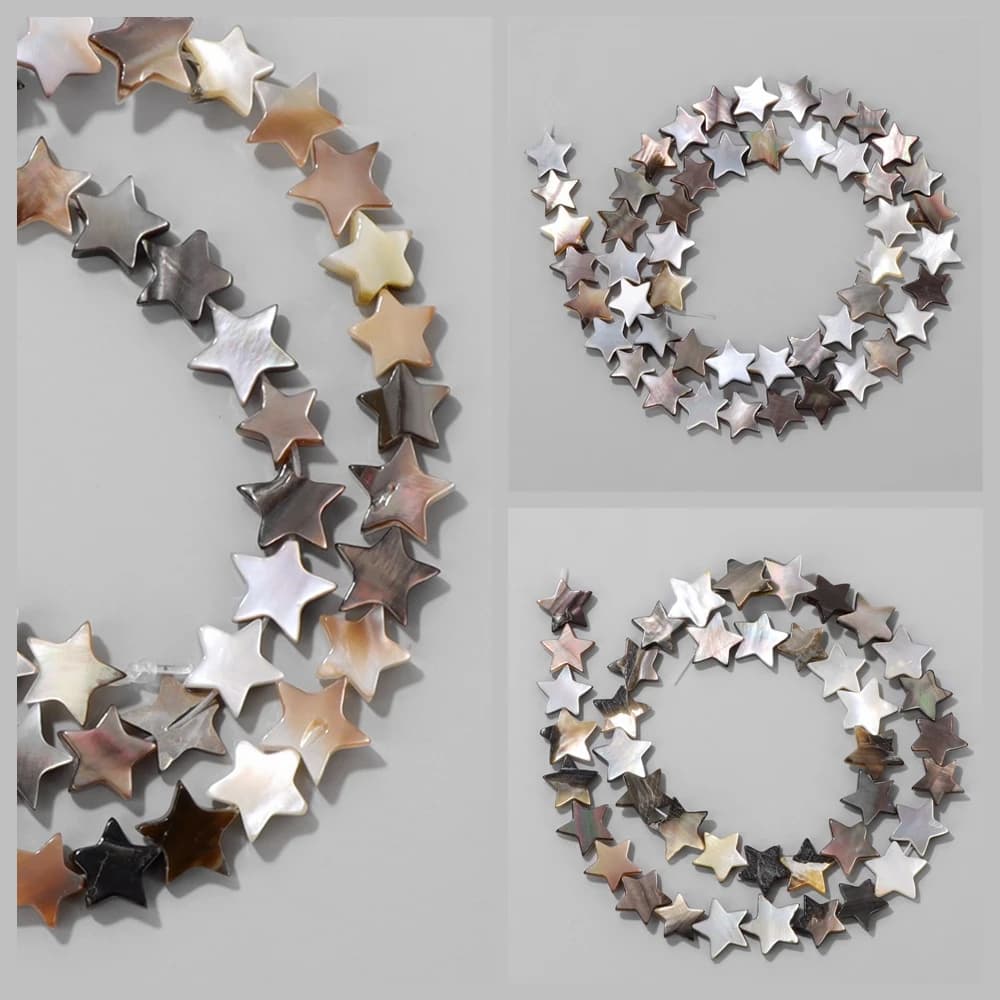 8/10/12mm a forma di stella nero grigio perline di conchiglia madreperla naturale perline di conchiglia per creazione di gioielli braccialetto fai da te orecchini collana
