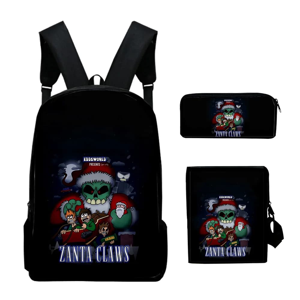 Classic Popular Funny eddsworld 3D Print 3pcs/Set pupil School Bags Laptop Daypack Backpack Inclined shoulder bag Pencil Case