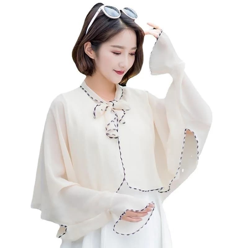 Equitazione all'aperto Anacardi Stampa Maniche di protezione solare Sciarpa di seta Avvolgente Primavera Estate Chiffon Protezione solare Colletto finto Abbigliamento Scialle